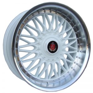 Axe EX10 White Polished Lip classic mesh style alloy wheel