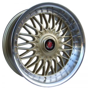 Axe EX10 gold Polished Lip classic mesh style alloy wheel