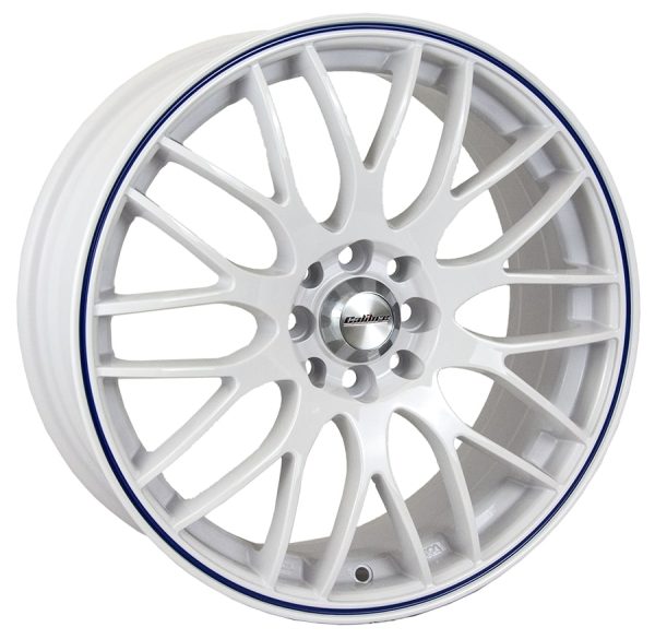Calibre Motion White Blue Pinstripe 900 Y spoke alloy wheel