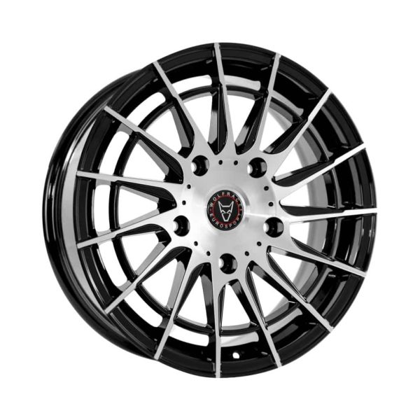 Wolfrace Aero Super-T Gloss Black Polished Angled alloy wheel