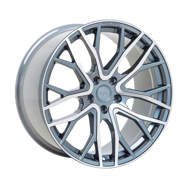 Velare VLR08 Platinum Grey Polished Face angle 1 alloy wheel