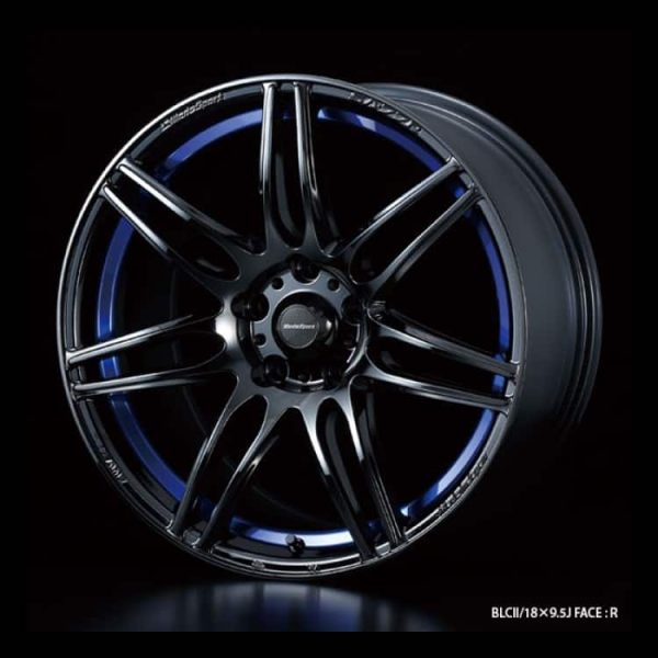 Weds Sport SA77R BLCII Blue Light Chrome II 18x9.5 Face R alloy wheel