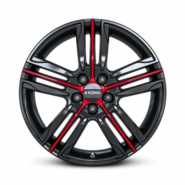 Ronal R57 Black Polished Red Spoke flat 1024 alloy wheel