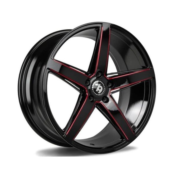 Seventy9 SV-N Gloss Black Red Mill alloy wheel