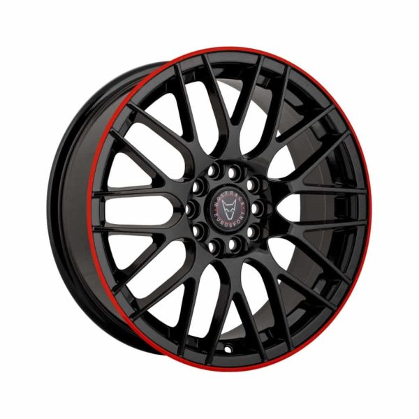 Wolfhart Bayern Gloss Black Red Angle Oldalloy wheel